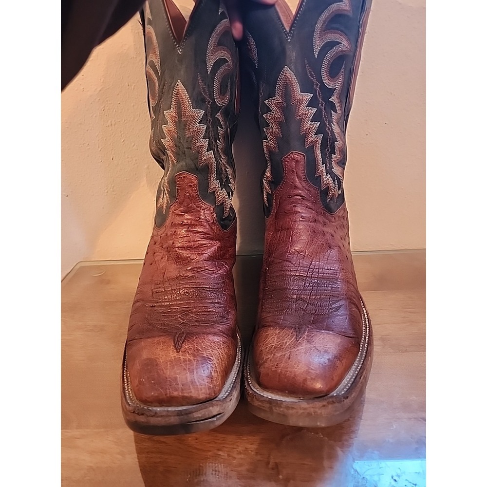 Lucchese Brown and Black Cowboy Boots - Picture 2 of 10